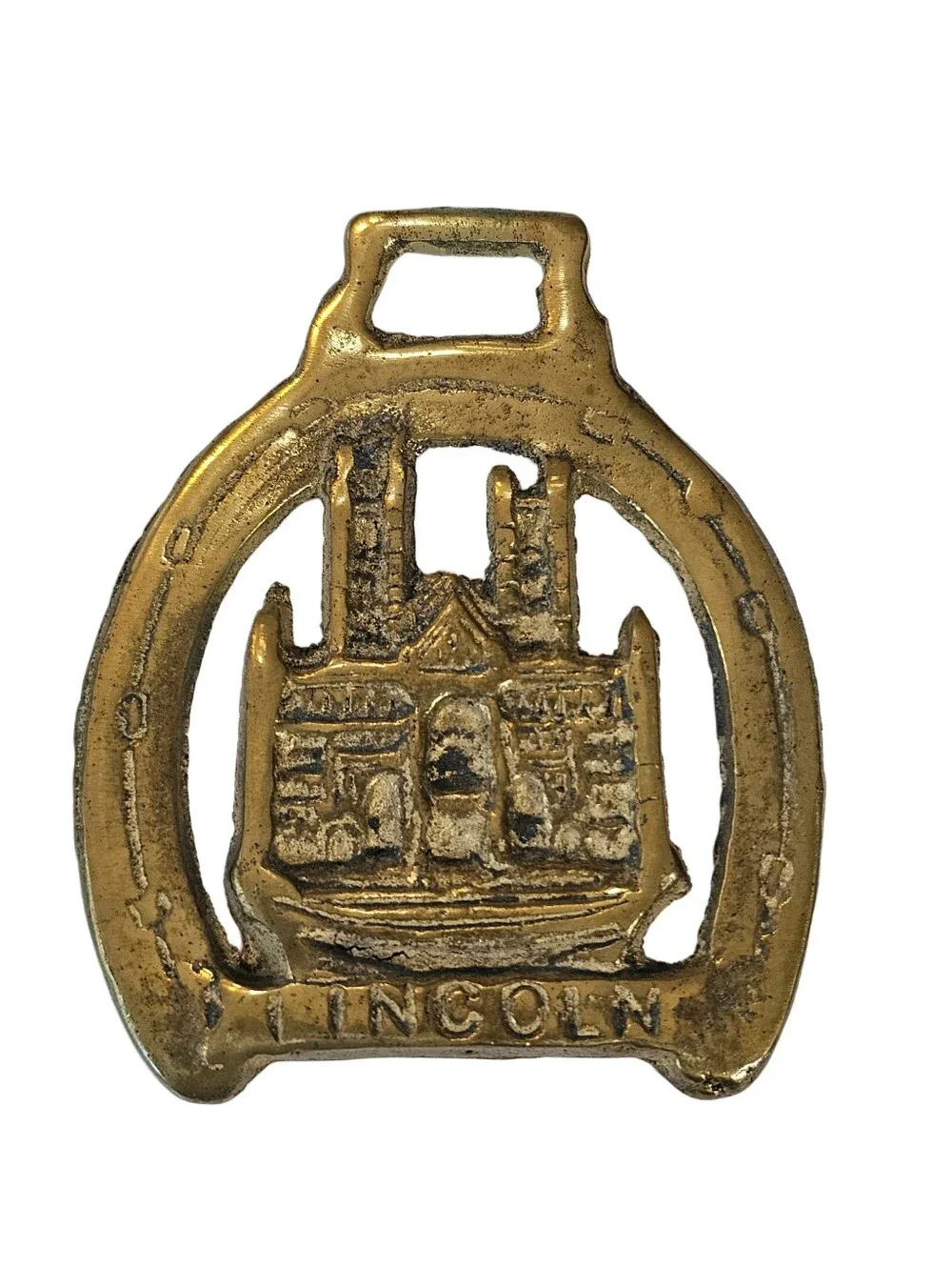 Vtg British Brass Horse Medallion Set Lincoln Cathedral & Imp Harness Art Decor